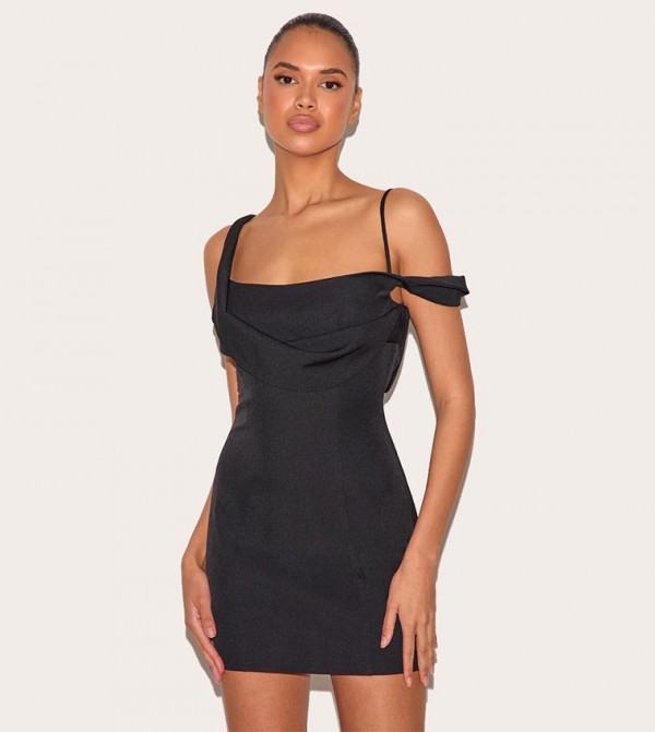 Woven Drape Mini Dress