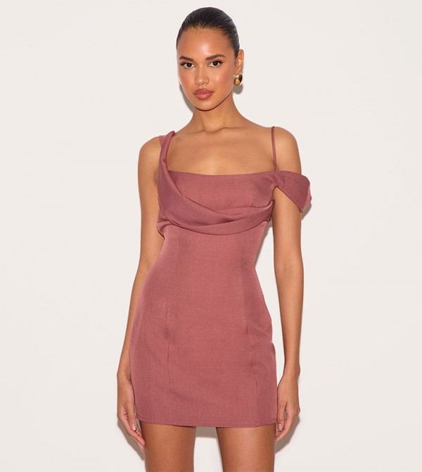 Woven Drape Mini Dress