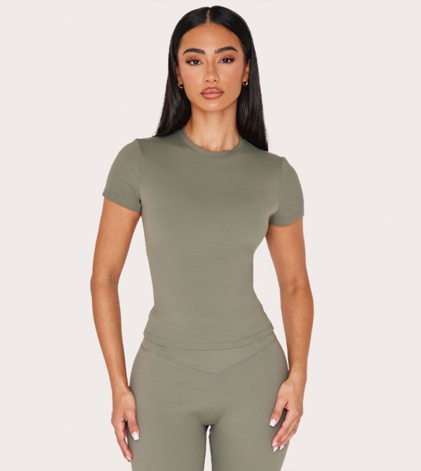 Petite Sculpt Longline Short Sleeves Top