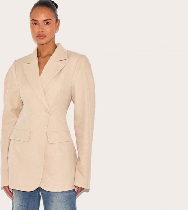 Drop Shoulder Cinch Waist Extreme Oversized Blazer
