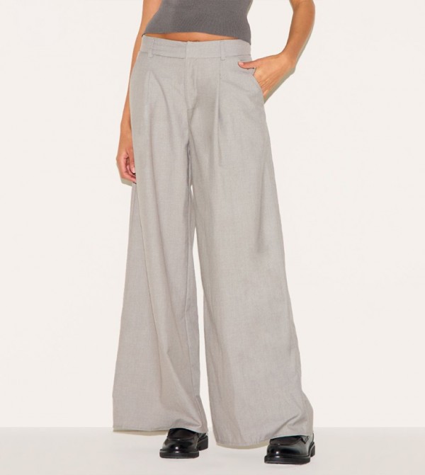 Double Pleated Wide Leg Trousers