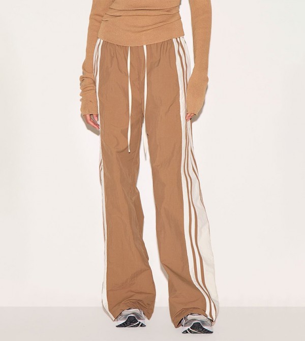 Mocha Shell Contrast Side Striped Track Pants