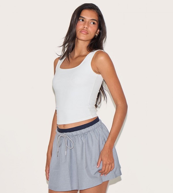 Tailored Drawstring Waist Mini Skirt