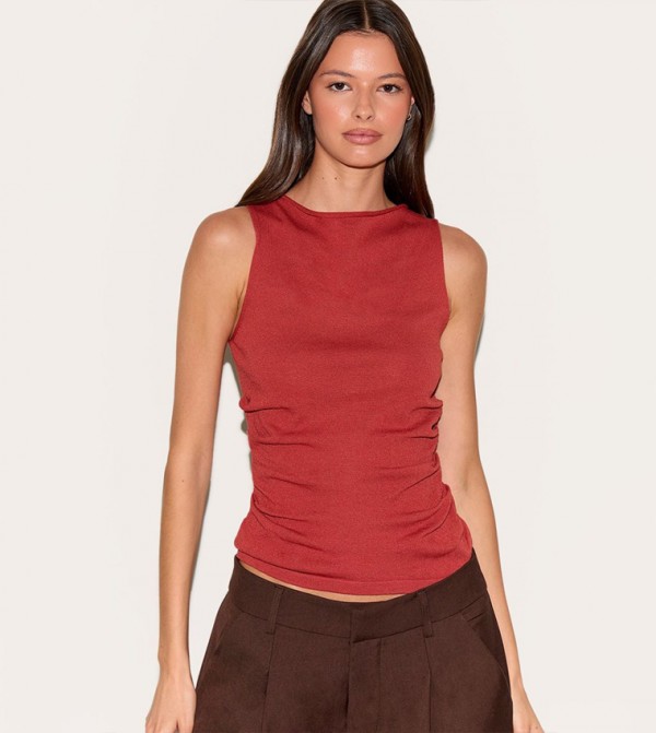 Fine Knit High Neck Sleeveless Top