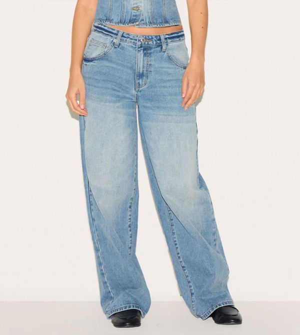 Wash Low Rise Wide Leg Jeans