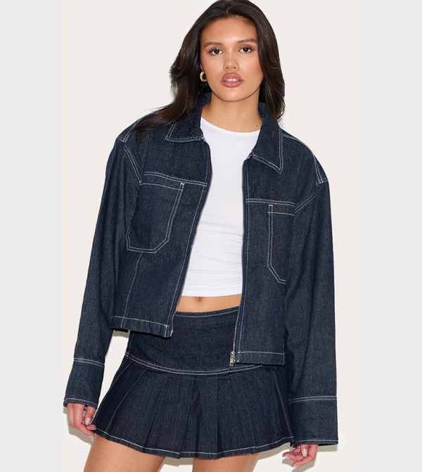Contrast Stitch Oversized Denim Jacket