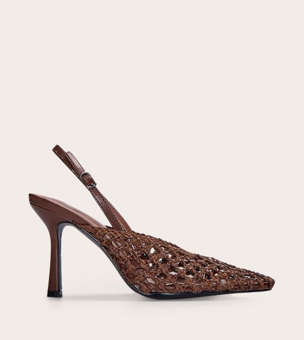 PU Pointed Toe Woven Pumps