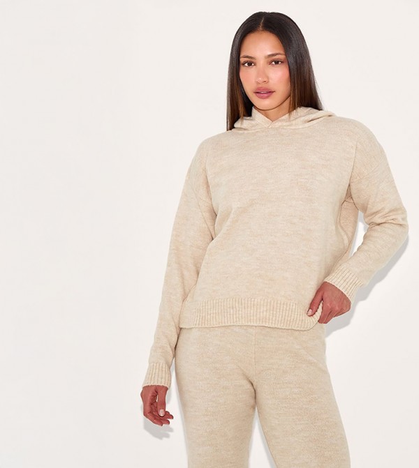 Tall Solid Oversized Knitted Hoodie