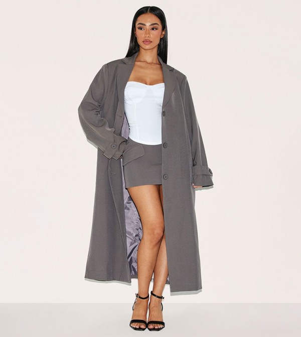 Petite Long Sleeves Trench Coat