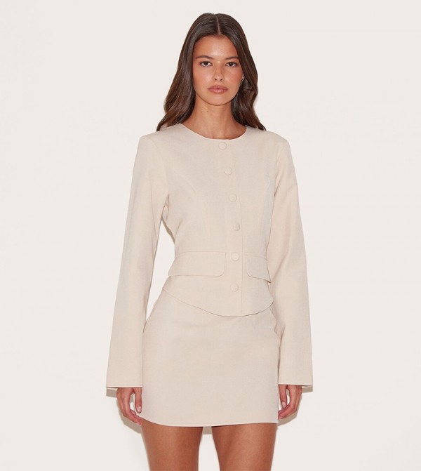 Woven Tailored Button Detail Mini Dress