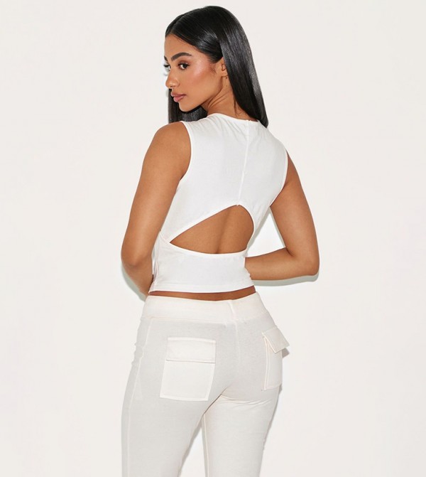 Petite Open Back Sleeveless Crop Top