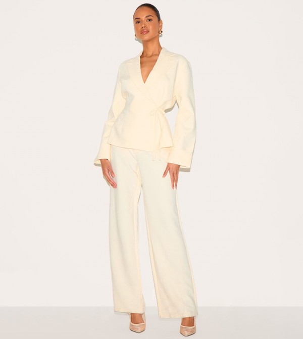 Premium Woven Tie Side Blazer Jumpsuit