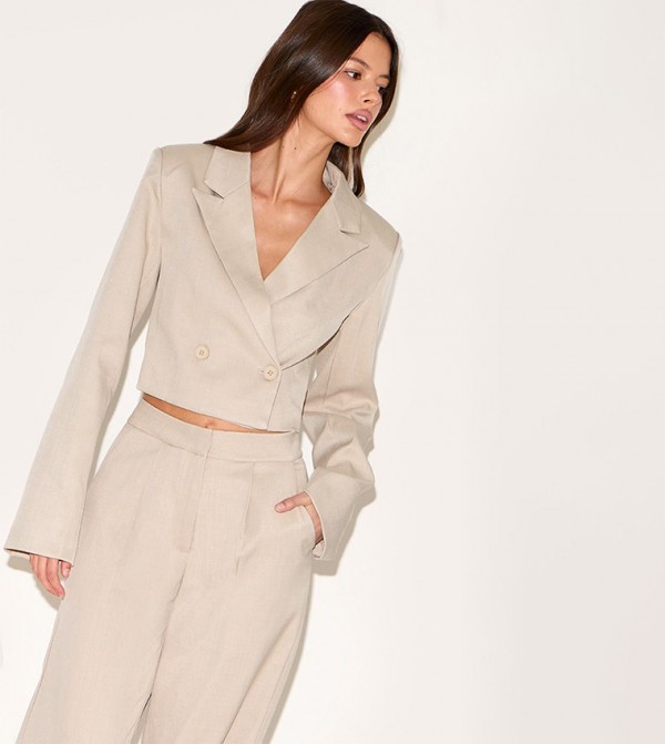 Long Sleeves Boxy Fit Crop Blazer