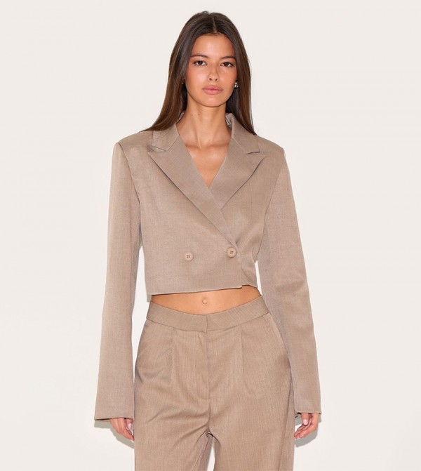 Long Sleeves Boxy Fit Crop Blazer