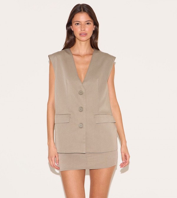 Solid Oversized Waistcoat