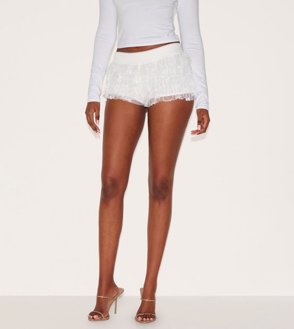 Lace Frilly Mini Shorts