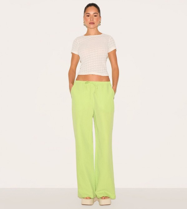 Striped High Waist Straight Fit Trousers