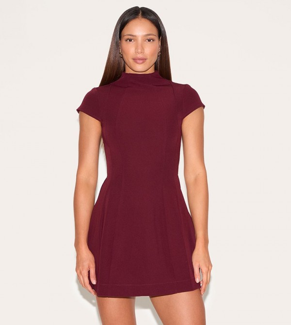 Tall High Neck Cinched Mini Dress