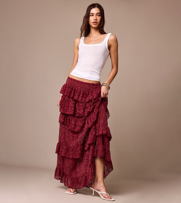 Lace Floaty Layered Maxi Skirt