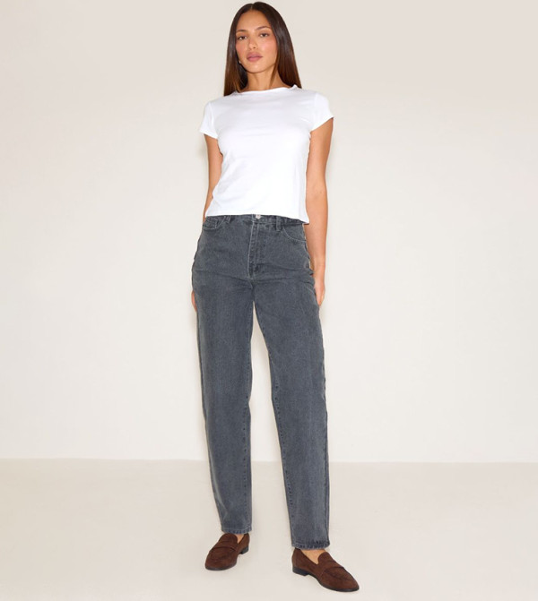 Tall Washed High Waist Mom Fit Jeans