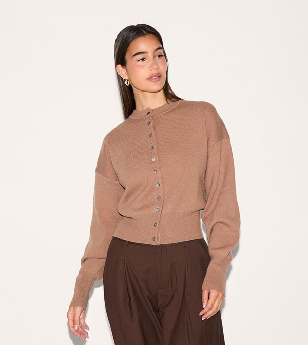 Compact Knitted Button Through Cardigan