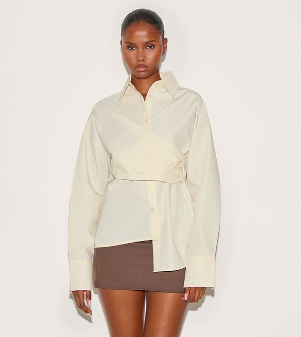 Solid Asymmetric Drape Shirt