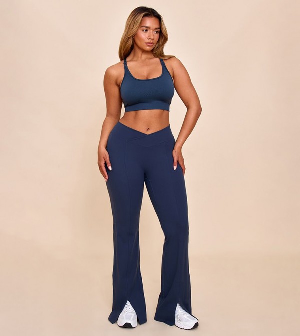 Shape Sculpt V Waist Slit Front Active Flared Trousers