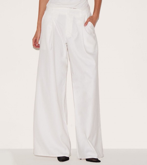Double Pleated Wide Leg Trousers