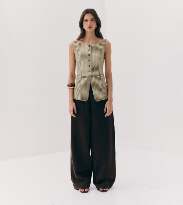 Seam Detail Wide Leg Jeans