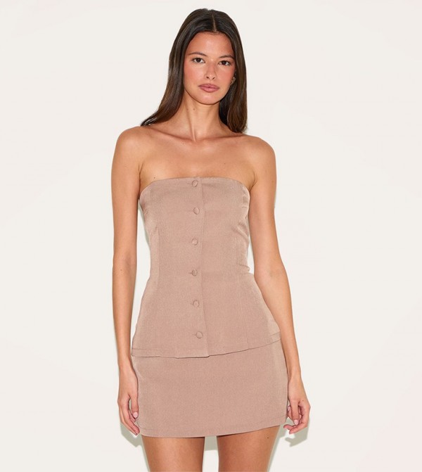 Bandeau Waistcoat Detail Bodycon Dress