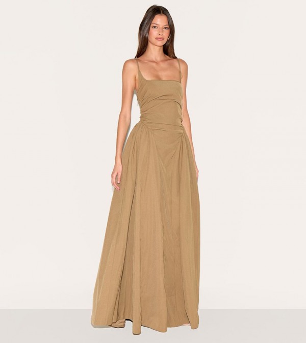 Ruched Strappy Maxi Dress