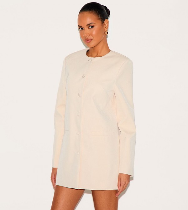 Crew Neck Oversized Mini Blazer Dress