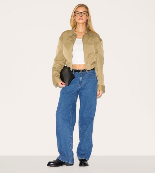 Washed Mid Rise Straight Fit Jeans