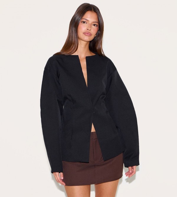Cocoon Sleeves Cinched Waist Blazer