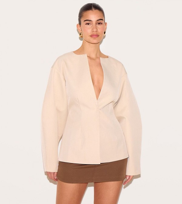 Cocoon Sleeves Cinched Waist Blazer