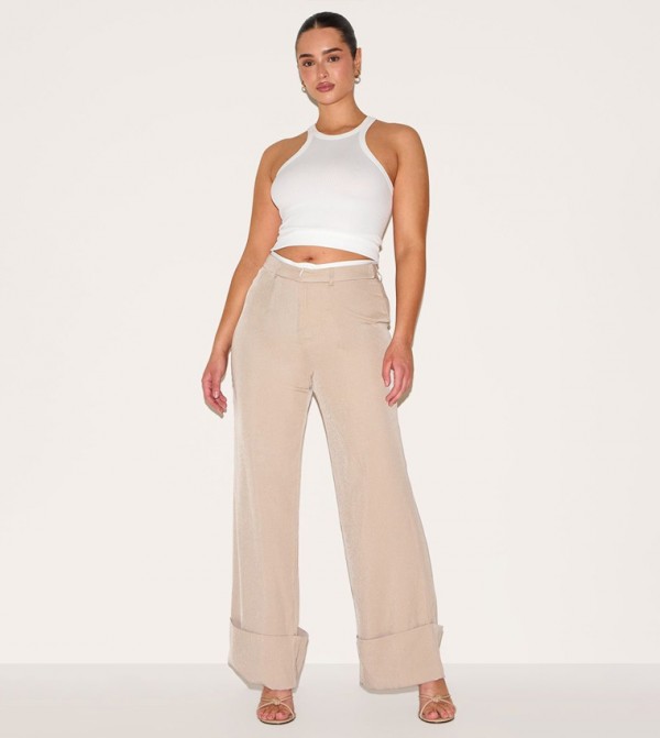 Shape Tailored Double Waistband Turn Up Trousers