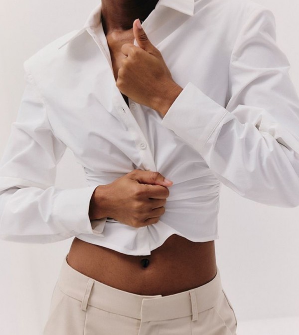 Ruched Shoulder Pad Detail Shirt