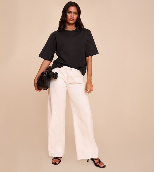Solid Low Rise Boyfriend Jeans