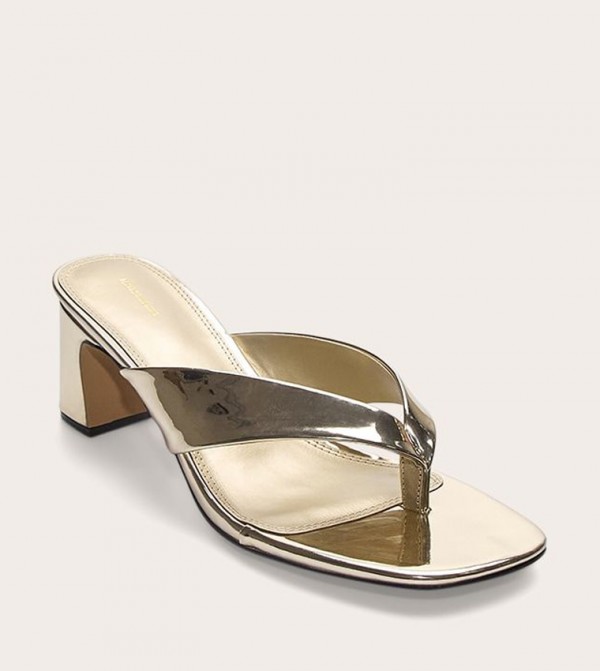 Square Toe Mid Block Heeled Sandals