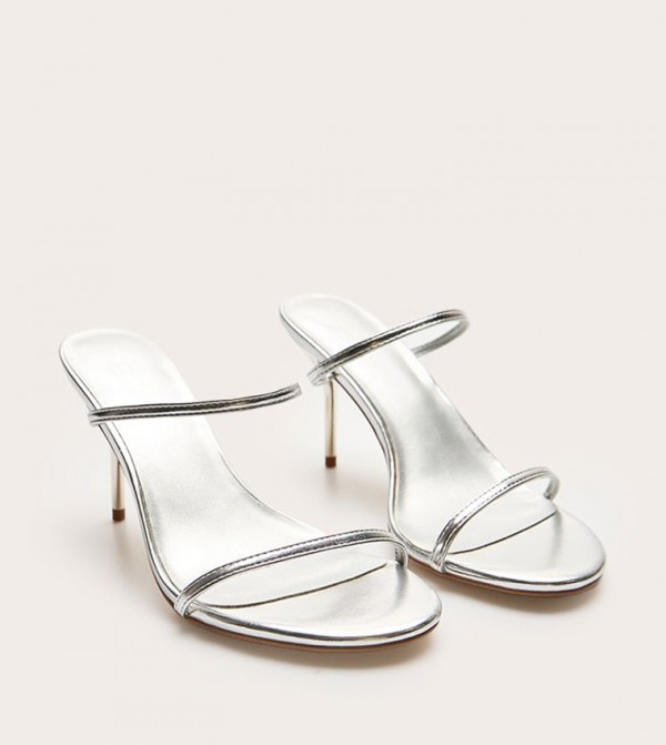 PU Round Toe Strappy Stiletto Heeled Sandals