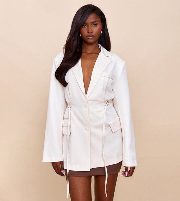 Belt Detail Long Sleeves Blazer