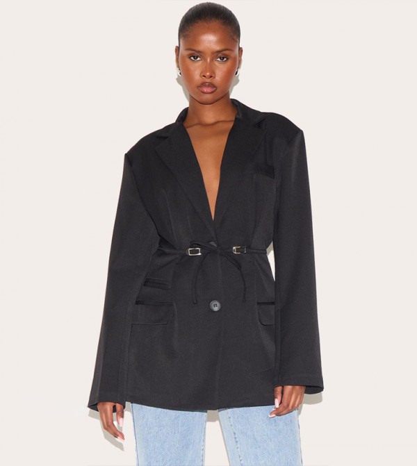 Belt Detail Long Sleeves Blazer