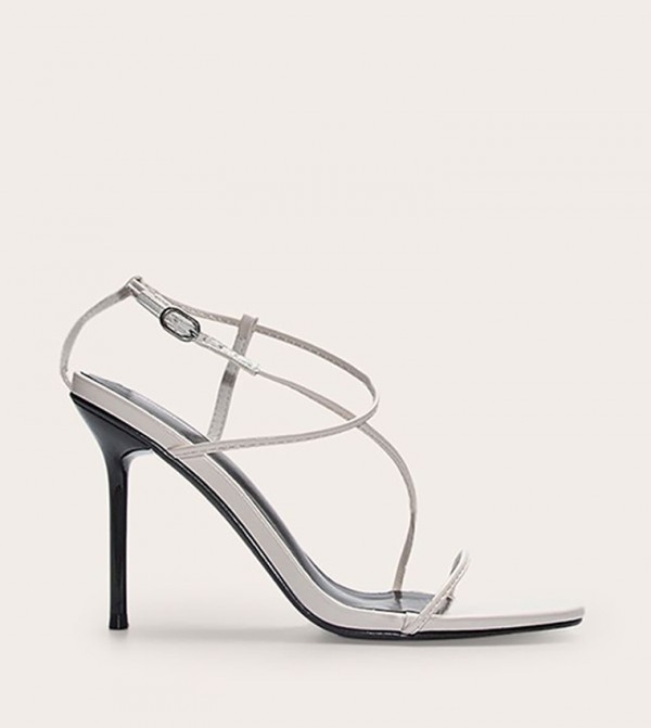 PU Round Toe Strappy Stiletto Heel Sandals