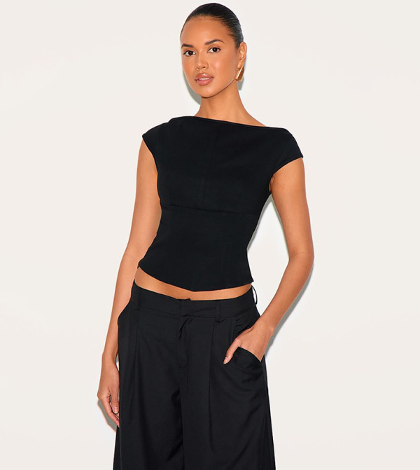 Structured Stretch Corset Crop Top