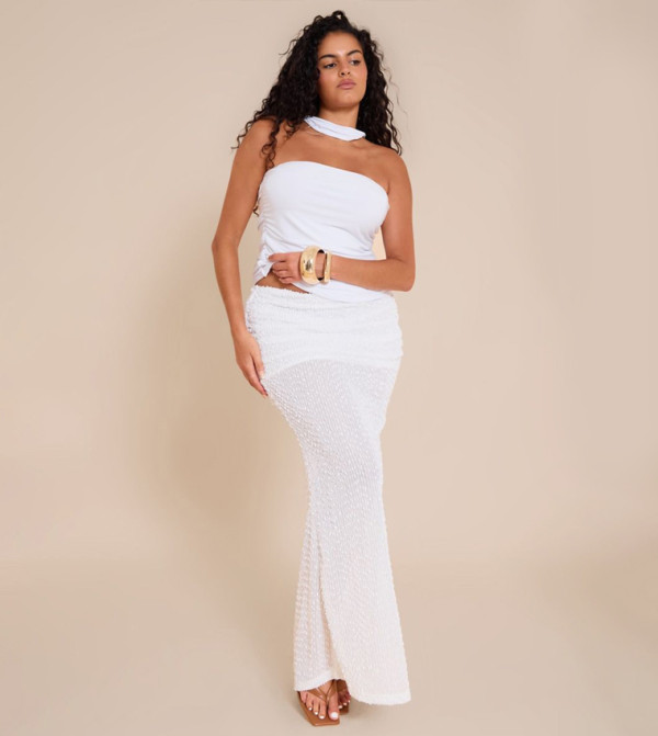 تنورة ماكسي مزمومة للمقاسات الكبيرة