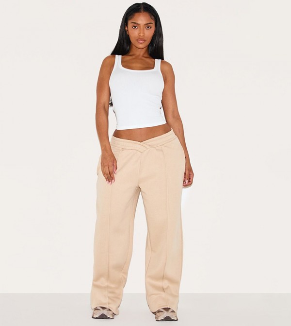 Shape V Waist Pin Tuck Wide Leg Sweatpants