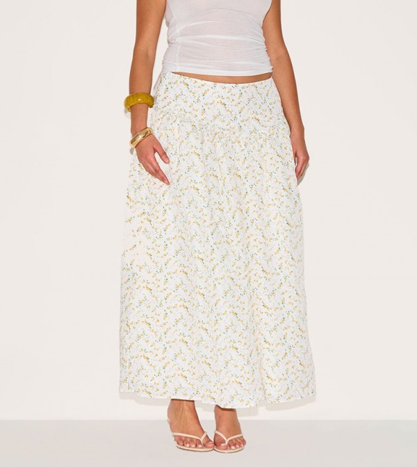 Curve Ditsy Floral Print Maxi Skirt