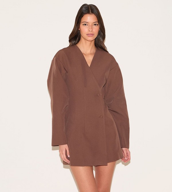 Balloon Sleeves Mini Blazer Dress