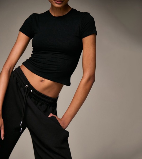 Soft Ribbed Short Sleeves Crop Top