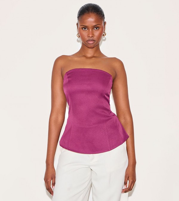 Solid PeStrapless Top